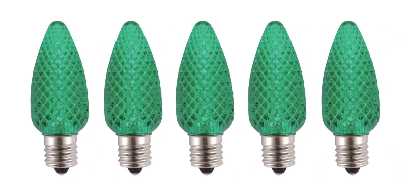 24995 C9 Led Christmas Light Bulb, Intermediate Lamp Base, Crystal Green