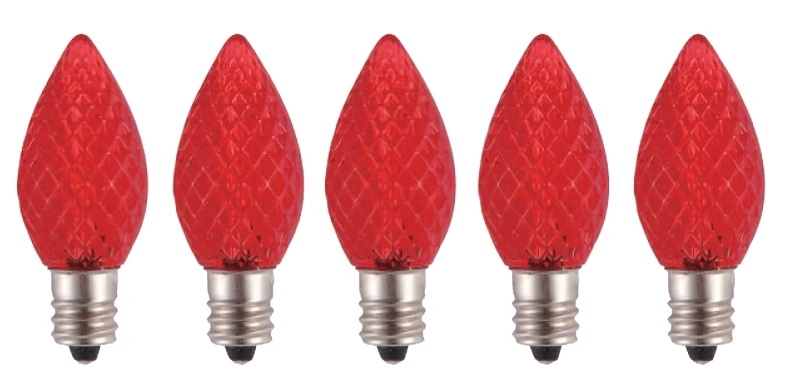 24772 C7 Led Christmas Light Bulb, Candelabra Base, Crystal Red