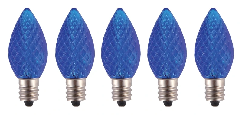 24774 C7 Led Christmas Light Bulb, Candelabra Base, Crystal Blue