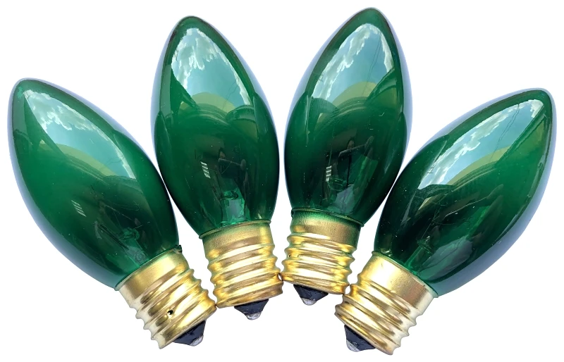 19295 7 Watt Transparent Green Incandescent Light Bulb With Intermediate Base