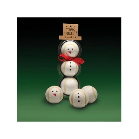 Set Of 3 Holiday Snowman Tennis Balls For Dogs - Fun And Durable Toy
