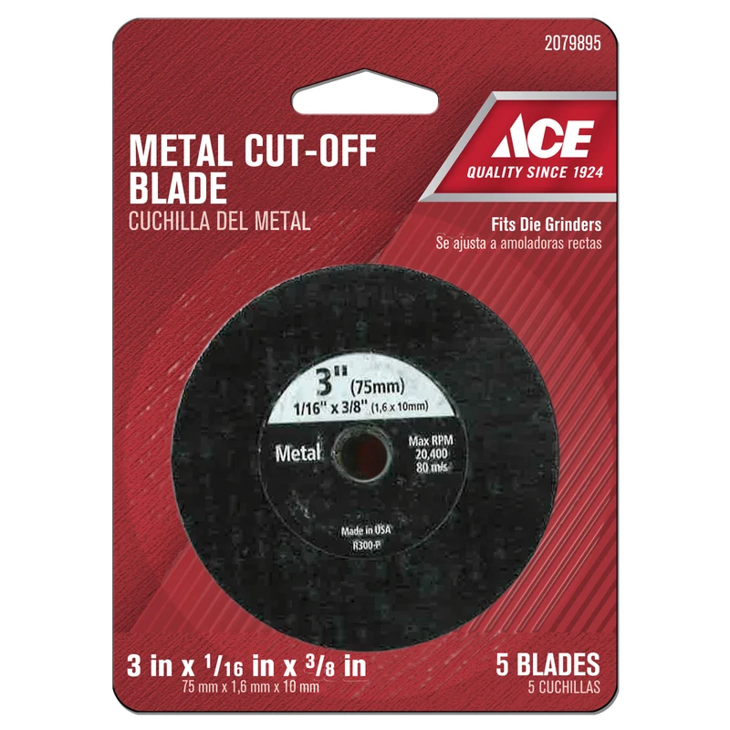 3 In. Silicon Carbide Metal Cut-off Blade 0.06 In. Thick X 3/8 In. 5 Pieces