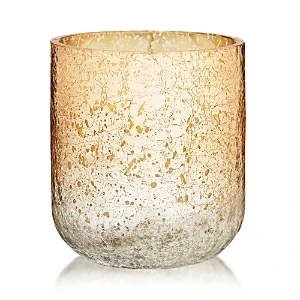 Small Crackle Glass Candle In Winter White - Elegant Home Decor