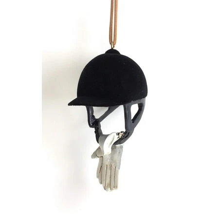 Horseback Riding Hat Helmet & Gloves Equestrian Christmas Tree Ornament