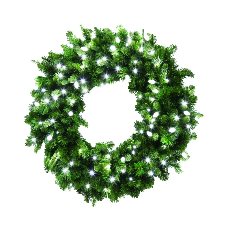 Prelit Green Led Decorated Wreath 36 In. Diameter Pure White