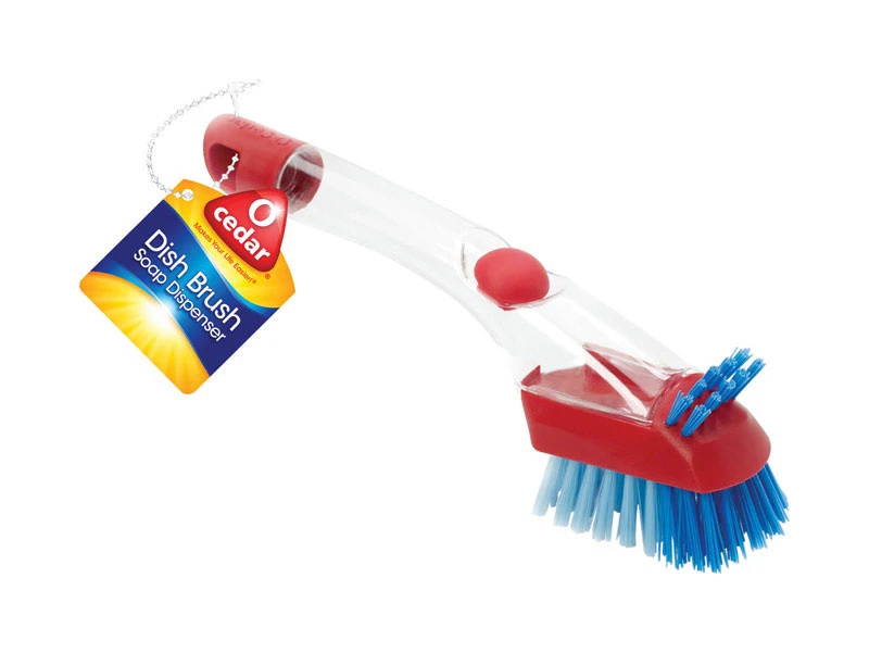 3.6 In. Wide Plastic Soap Dispenser Dish Brush With Angled Scrubber