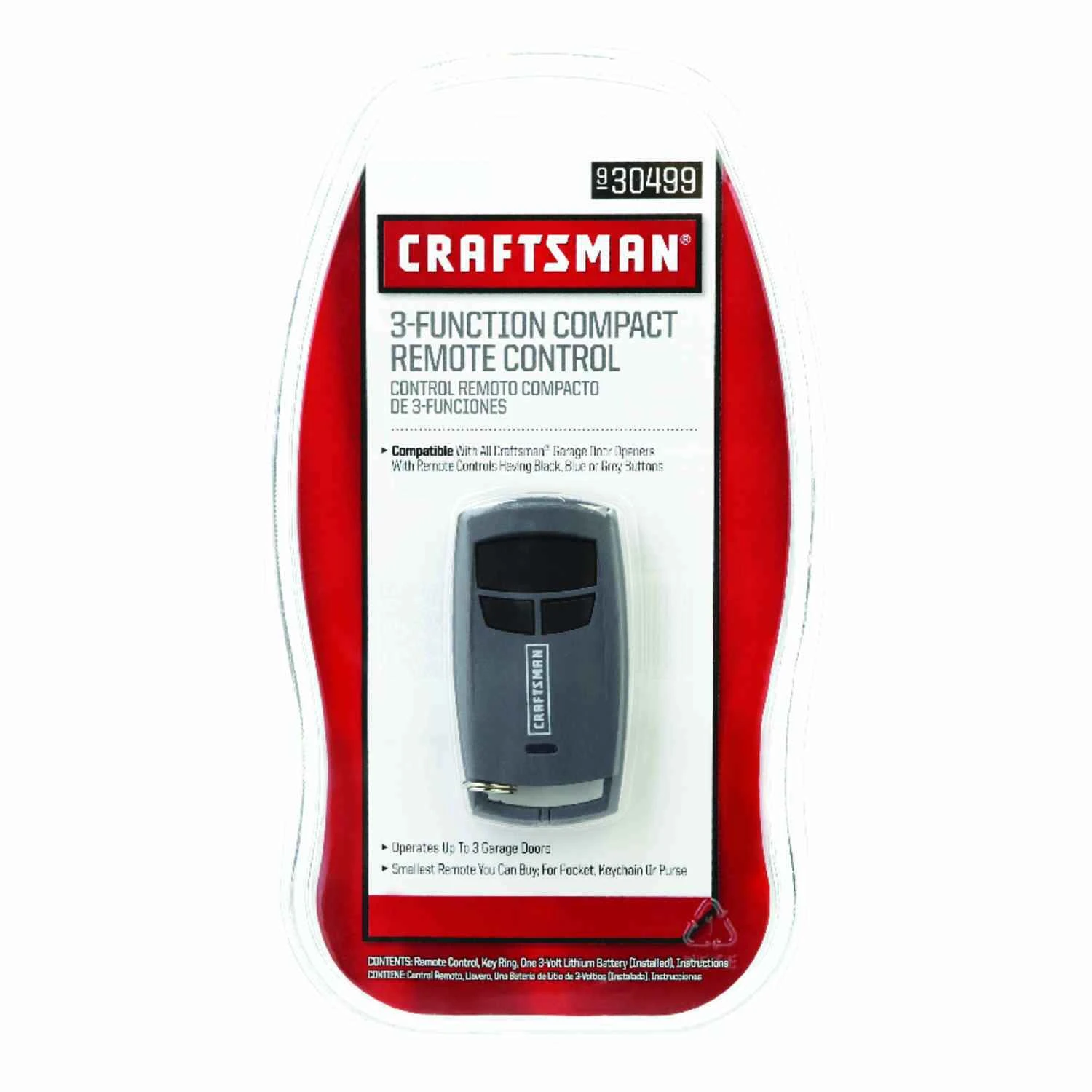 Compact Garage Door Opener Remote For 2-3 Doors, Compatible With Major Brands