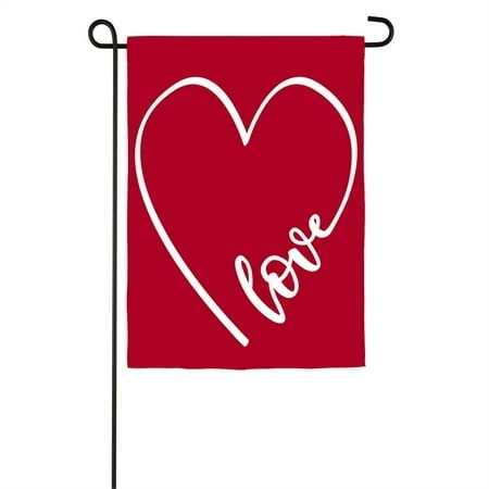 Velvet Love Heart Garden Applique Flag, 18 X 0.25 Inches