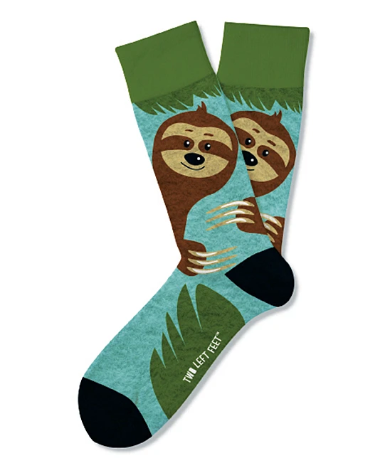 Adult Green & Brown Sloth Socks