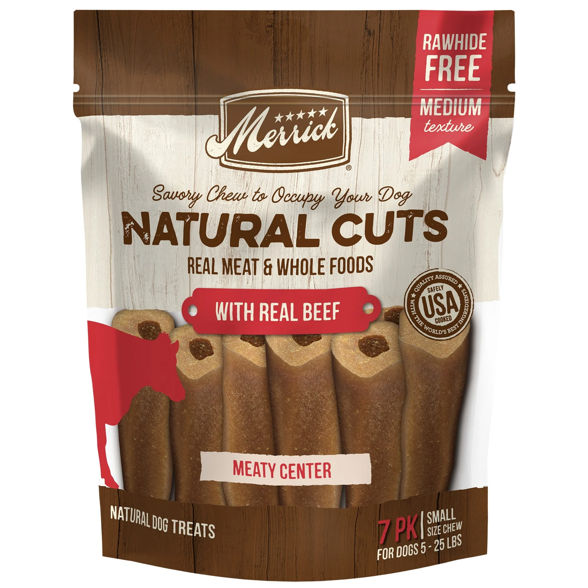 Natural Cuts Rawhide Free Small Filled Chew With Real Beef For Dogs, 10.5 Oz