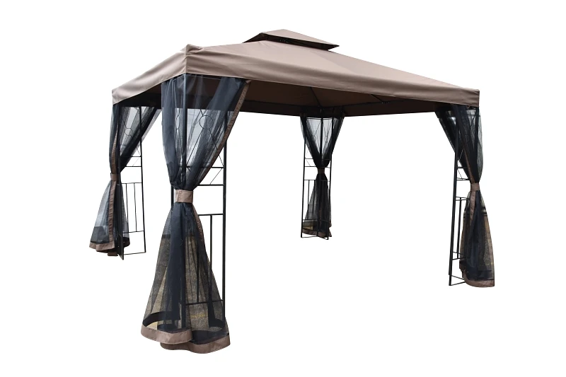 118 In. Square Gazebo With Netting And Water Resistant Canopy