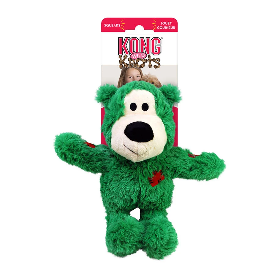 Holiday Knots Bear Dog Toy, Medium To Large, Assorted Red & Green Colors