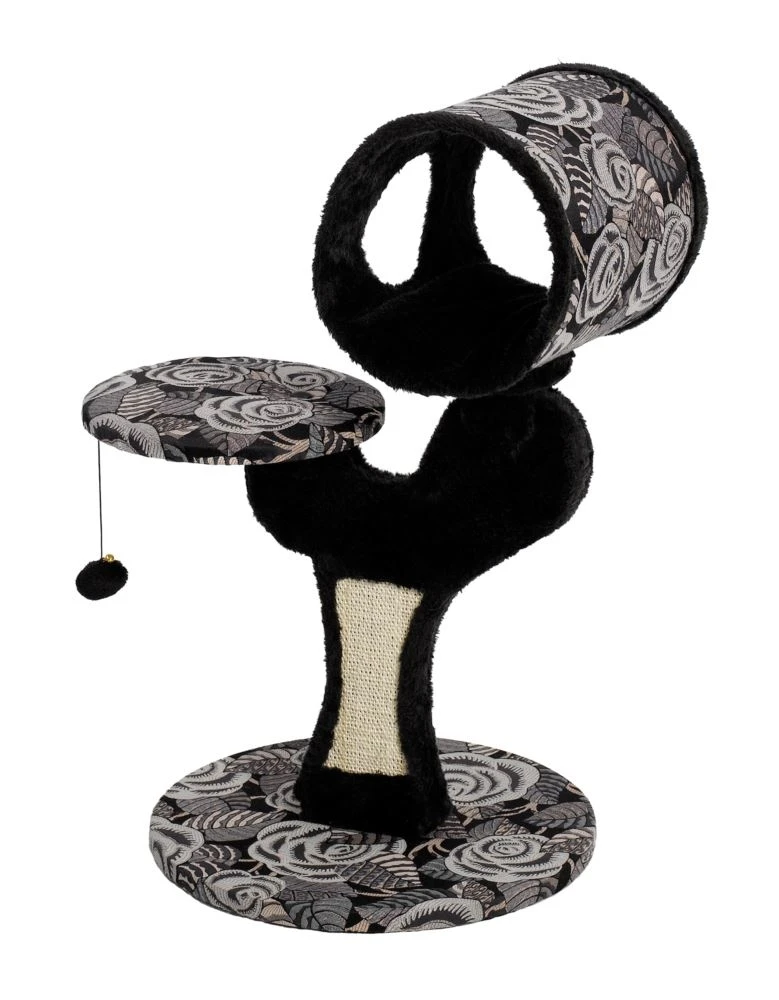 Nuvo Salvador 30" Cat Furniture With Sisal Scratching Post, Black & White