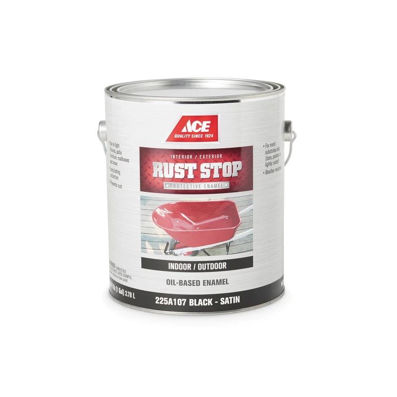 Rust Stop Indoor And Outdoor Satin Black Rust Prevention Paint 1 Gallon