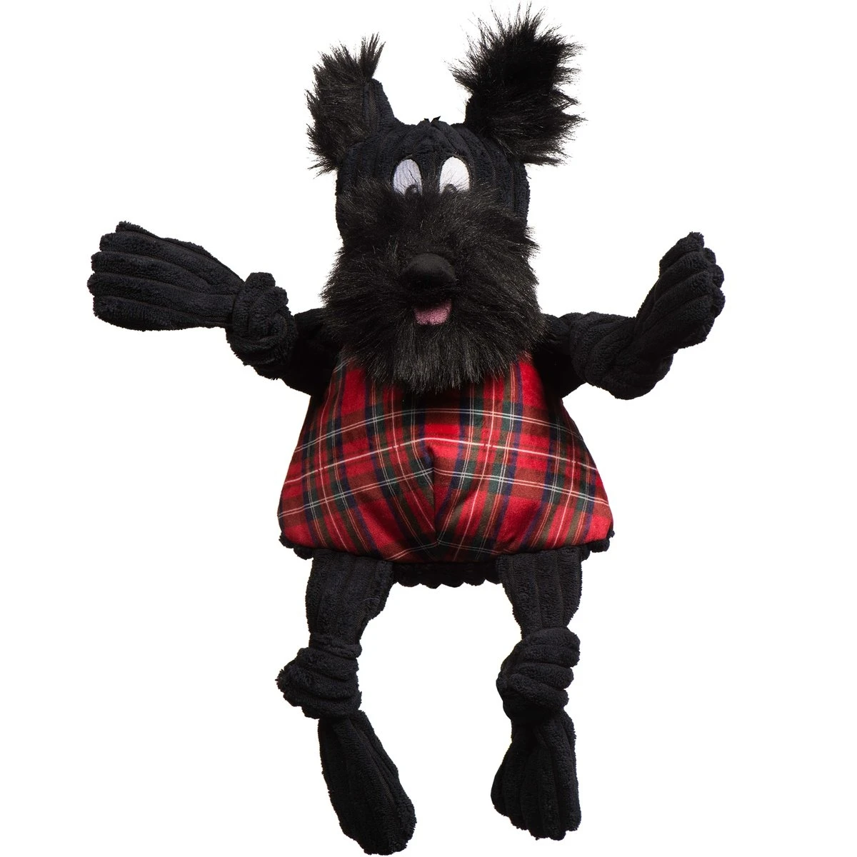 Knottie Scottie Christmas Dog Toy, Large - 15" Tall, Festive Tartan Design