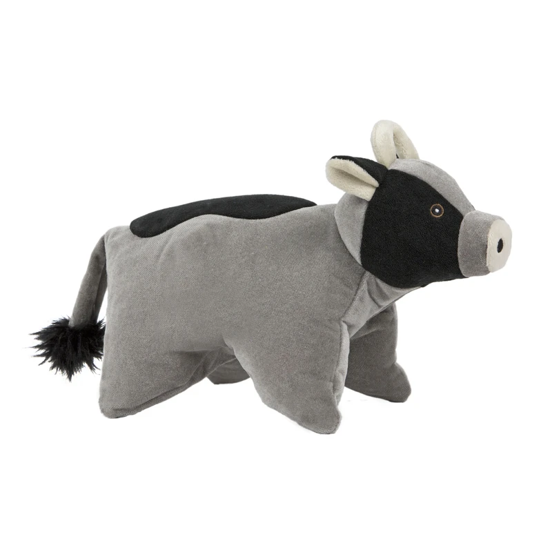 Squooshies Large Black/gray Cow Plush Squeaky Dog Toy Model 30651