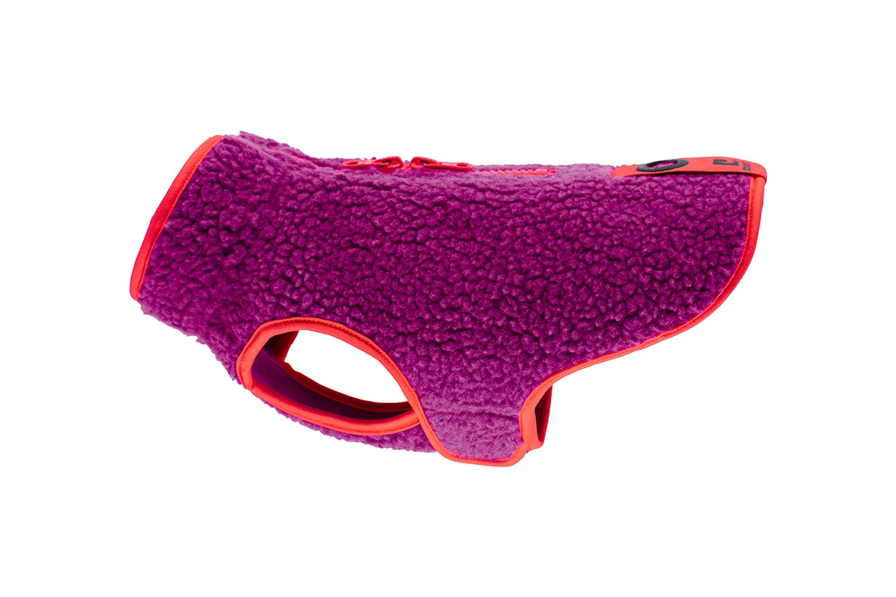 Tundra Fleece Dog Coat, Mulberry & Coral, Size 12 - Ultimate Warmth & Comfort