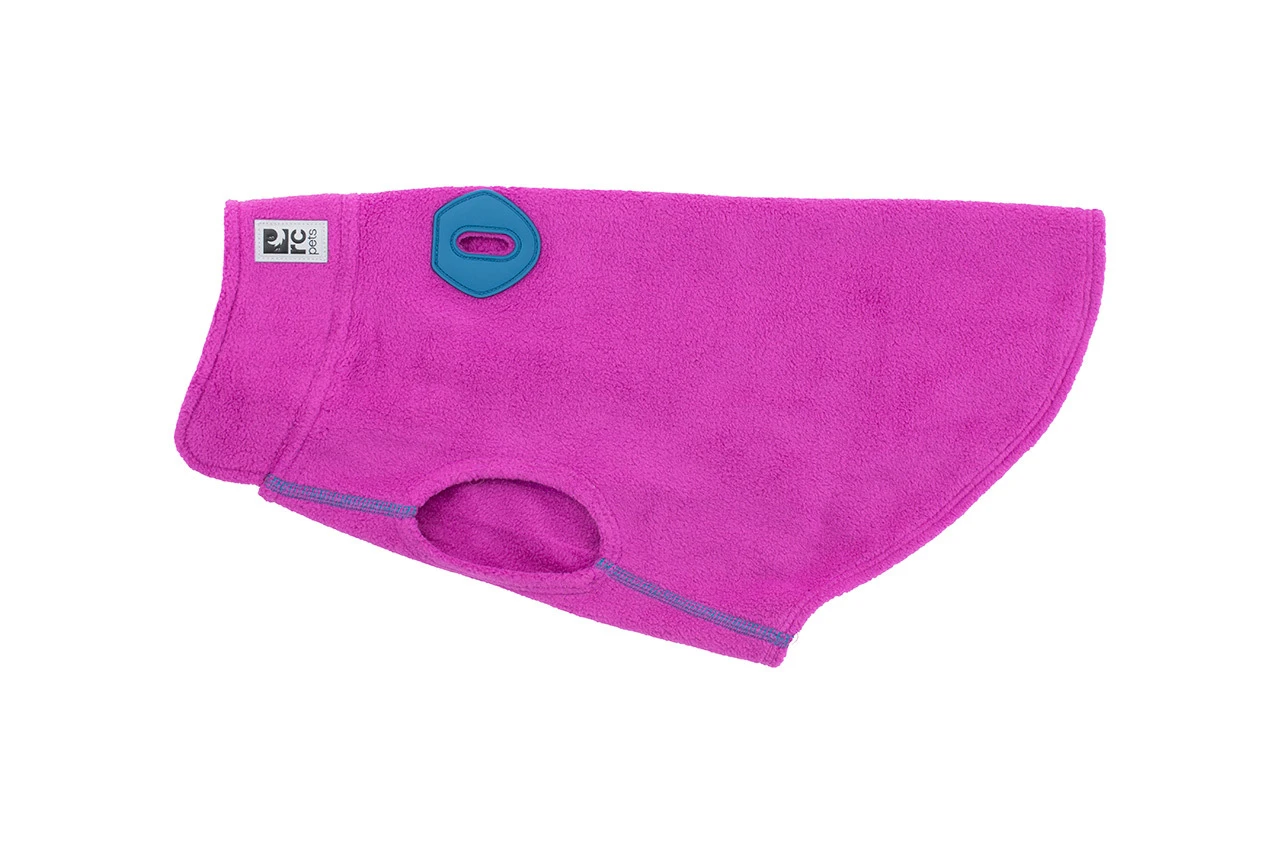 Baseline Fleece Dog Coat, Mulberry & Dark Teal, Size 20 - Lightweight & Stretchy