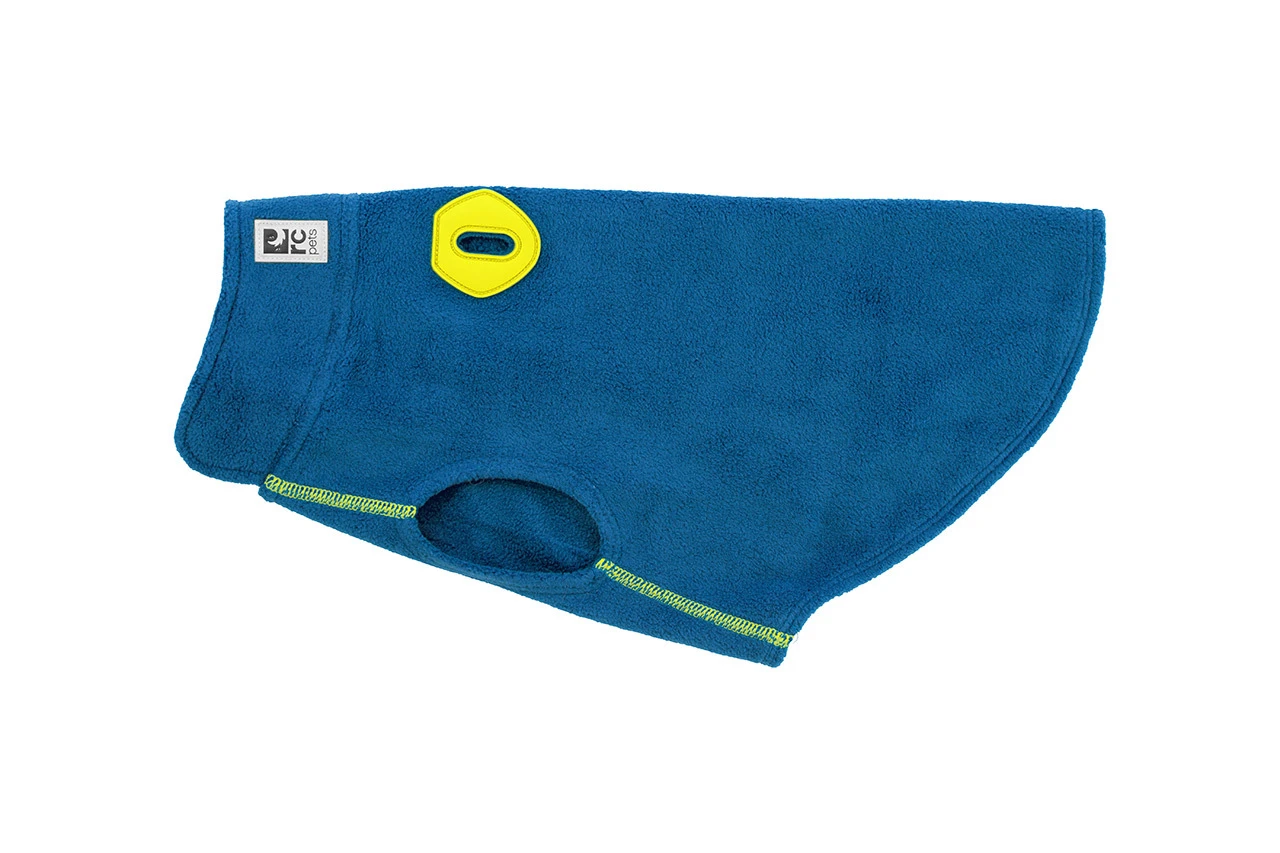 Baseline Fleece Dog Coat, Arctic Blue & Tennis, Size 16 - Lightweight & Stretchy