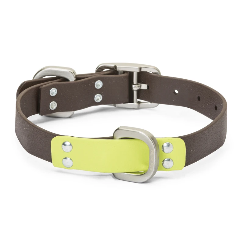 Jaunts Mocha And Granny Smith Coated Webbing Dog Collar Small
