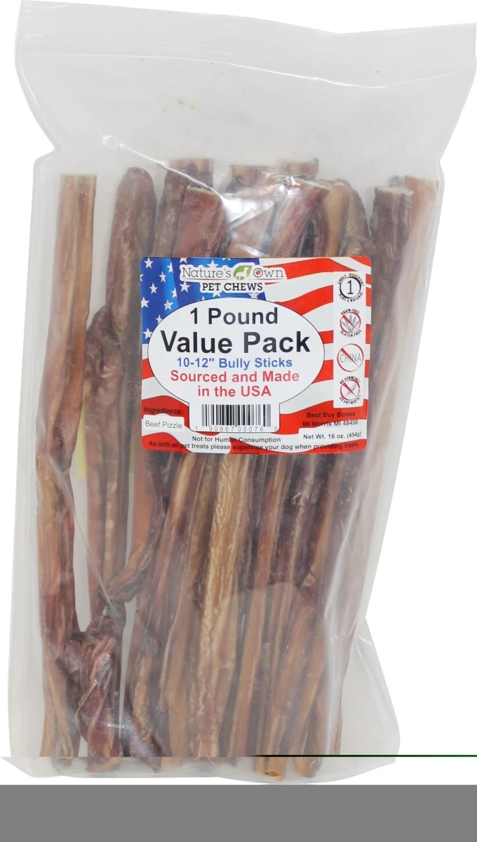 Usa Bully Sticks Natural Treats 10-12 Inch Value Pack