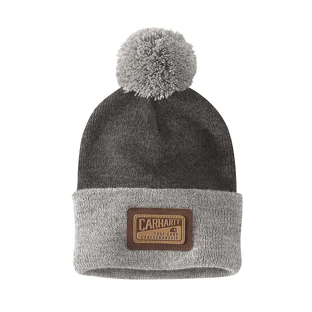 Men's Knit Pom-pom Cuffed Beanie With Craftsmanship Patch