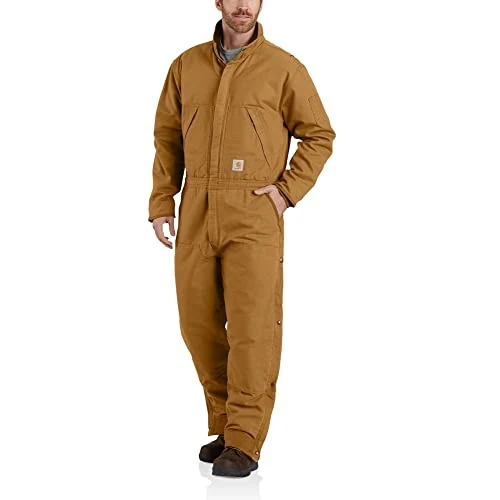 Men's Loose Fit Washed Duck Insulated Coverall, Carhartt Brown, Large