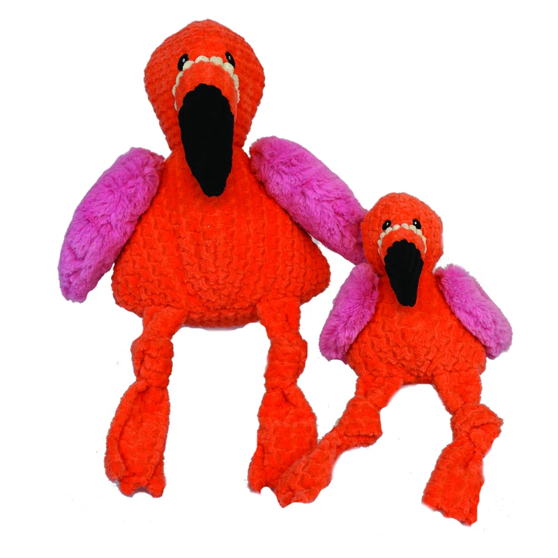 Knotties Multicolored Flamingo Plush Squeaky Dog Toy Small 10818