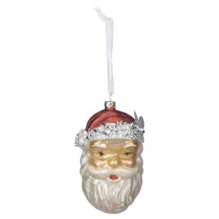 Glass Ornament Santa Face - Festive Holiday Decoration For Christmas Tree