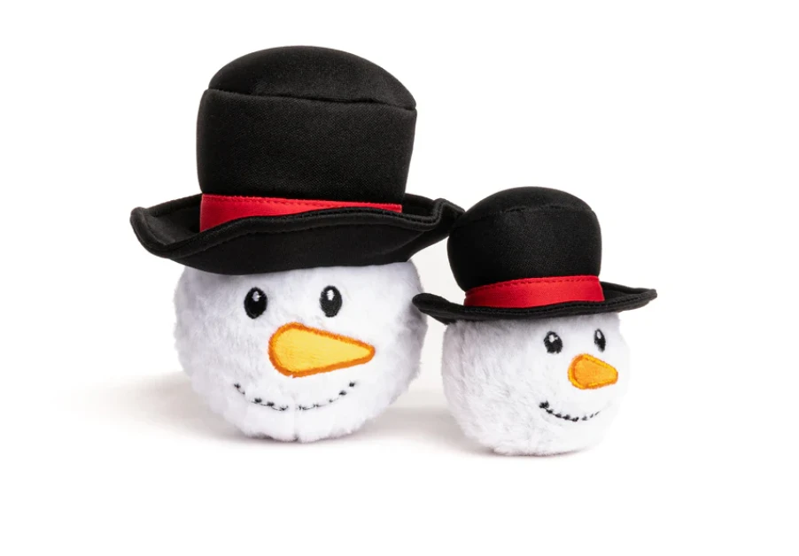 Faball Christmas Snowman Large Dog Toy - 4" Plush Cotton & Tpr Squeaker