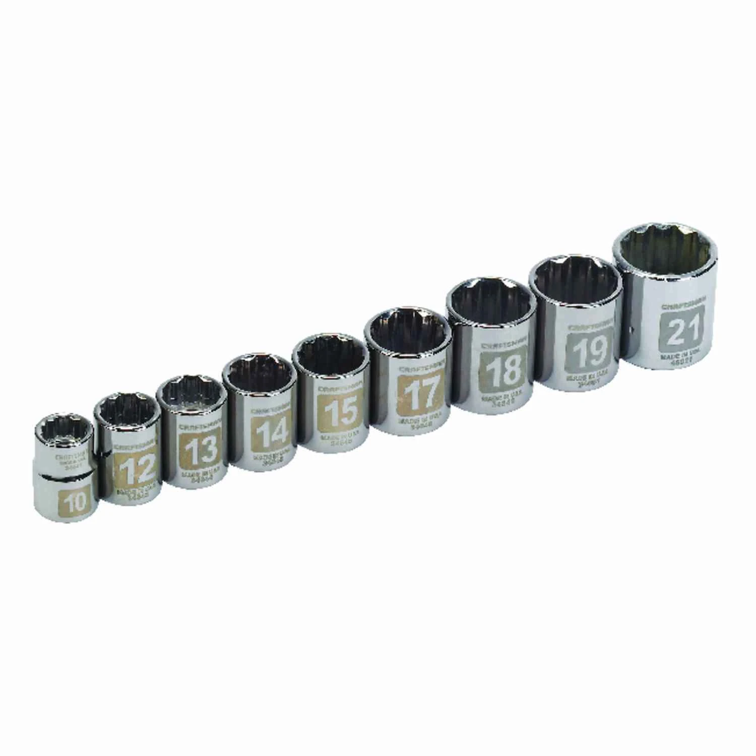 21 Mm X 3/8 In. Drive Metric 12 Point Standard Socket Set - 9 Pieces