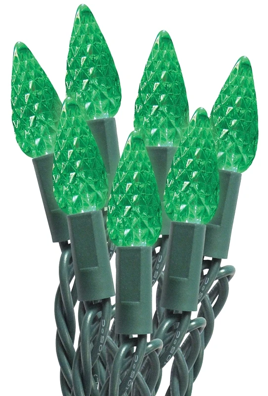 C6 Led String Lights, Green, 50 Bulbs, Indoor/outdoor, Model 29555