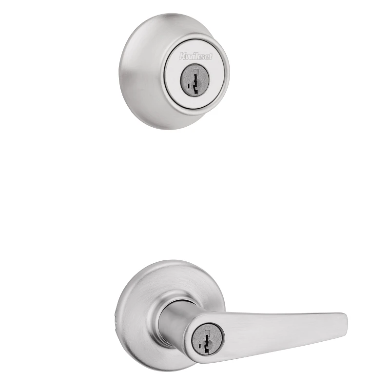 Balboa Lever Handle Deadbolt Security Set, Satin Chrome, Adjustable Backset