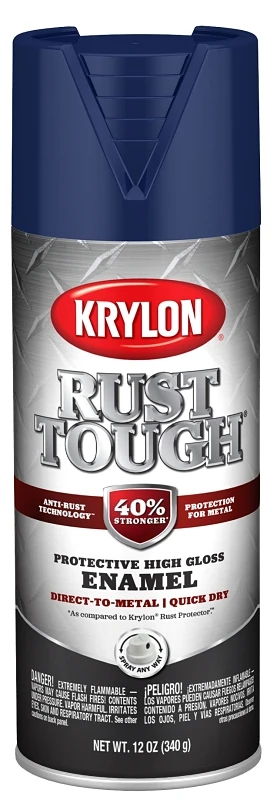 Rust Tough Spray Enamel Gloss Navy Blue 12 Ounce Can With Anti-rust Technology
