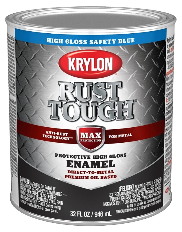 Rust Tough Enamel Gloss Safety Blue Paint Quart - Anti-rust Protection