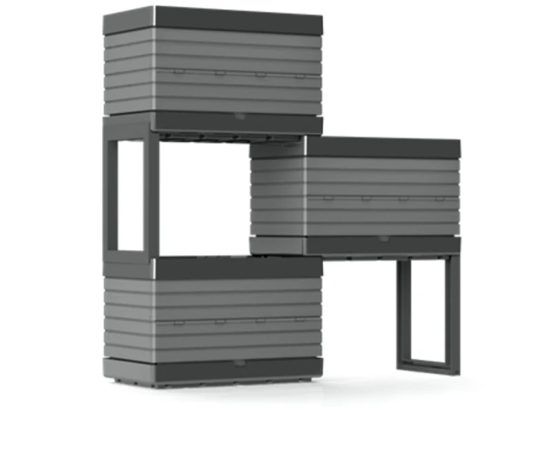 Hdr-076650 Modular Planter Box, 15.1 In H, 11 In W, 22 In D, Gray
