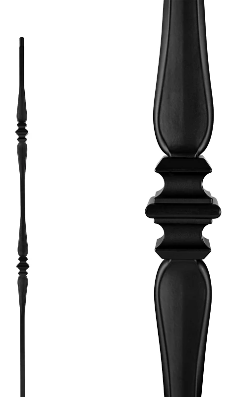 Double Collar And Spoon Interior Baluster - Black Finish, Model Sqi2cs
