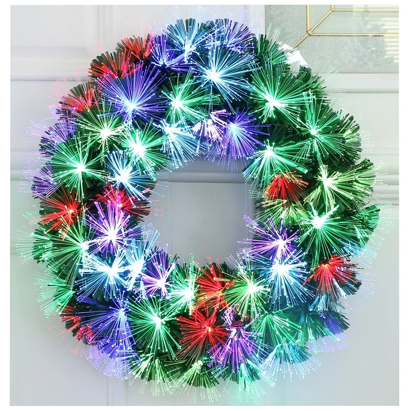 54828 Led Multi-color Firework Wreath, 20 Inch With Remote Control