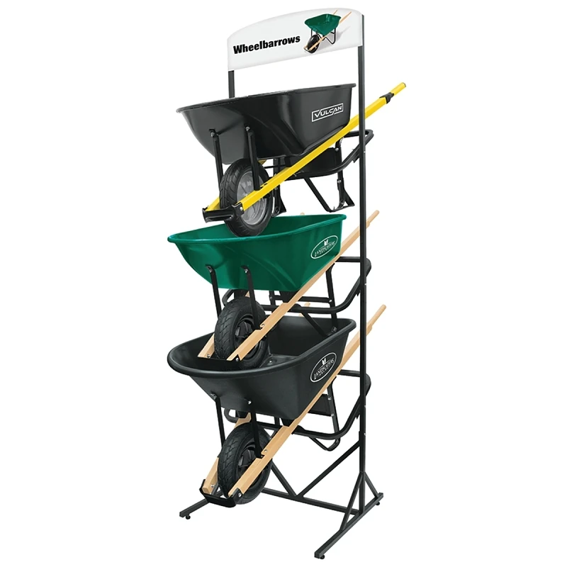 55432 Wheelbarrow Displayer With Sign, 32 In W X 98 In H X 30 In L