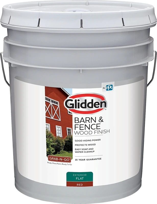 Barn & Fence Exterior Latex Paint, Flat Red, 5 Gallon - Model Glbfex10re/05