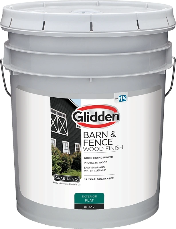 Barn & Fence Exterior Latex Paint, Flat Black, 5 Gallon, Model Glbfex10bl/05