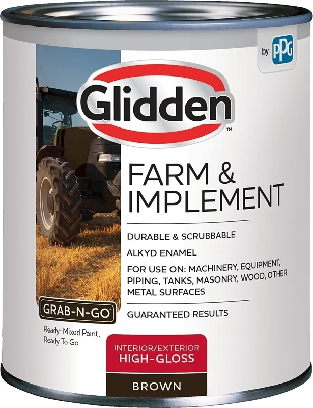 Farm And Implement Exterior Alkyd Enamel Paint, Brown, Quart Size