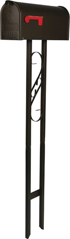Mailbox Post Combo Steel Black With Decorative Design And Installation Kit