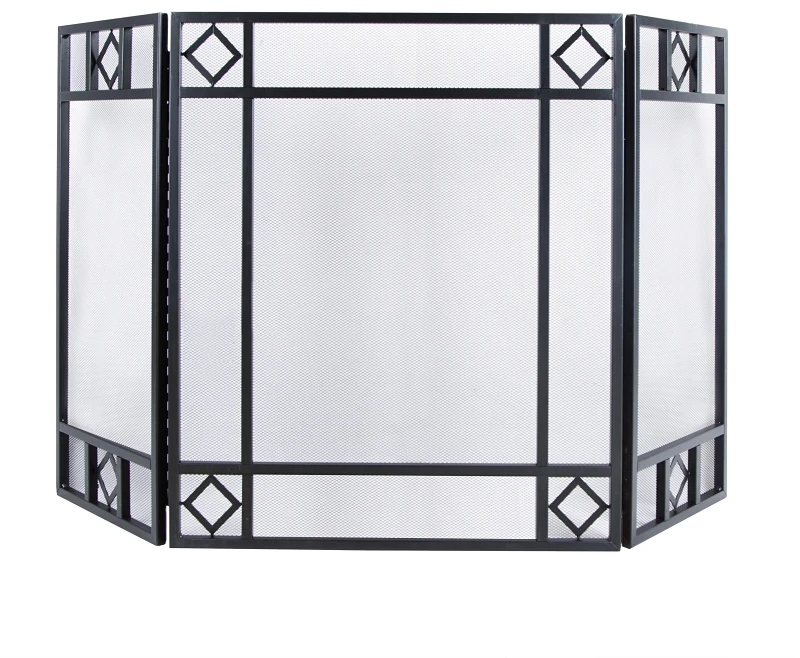 Tri-fold Mesh Fire Screen Panel, 30 In H X 52 In W, Black Finish