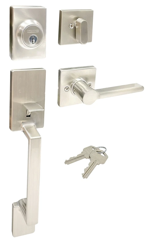 Lever Handle Set With Deadbolt, Adjustable Backset, 2 Keys, Model Hpx2s3bsr4h24
