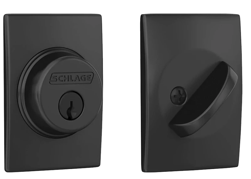 Schlage B60ncen622 Single Cylinder Deadbolt With Century Trim In Matte Black