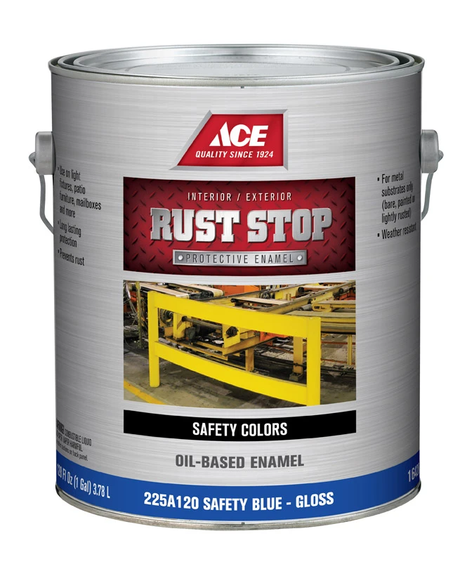 Rust Stop Indoor Outdoor Gloss Safety Blue Rust Prevention Paint 1 Gallon