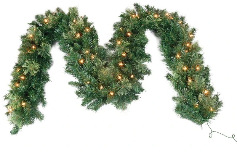 Santas Forest Pre-lit Clear Garland 14 Inches Wide By 9 Feet Long For Indoor/outdoor Use