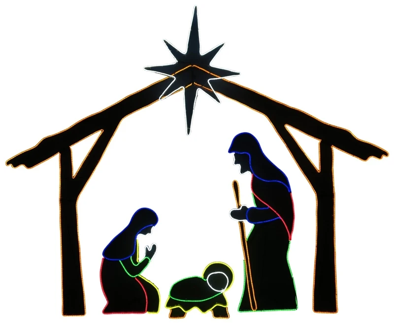 Santas Forest Neon Look Led Nativity Light Decoration, 56 Inch Christmas Theme
