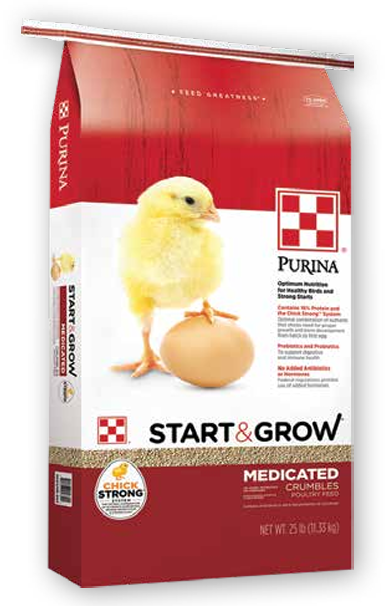 Start & Grow Medicated Chicken Feed Crumbles, 25 Pound Bag For Healthy Chicks